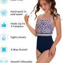 Beautikini Period Swimwear - One Piece Bathing Suit Menstrual Leakproof Swimsuit for Teen Girls and Women Purple Print Large