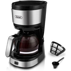 Gevi 4-Cup Coffee Maker with Auto-Shut Off, Small Drip Coffeemaker Super Automatic Espresso Machines Compact Coffee Pot Brewer Machine with Cone Filter, Glass Carafe and Hot Plate