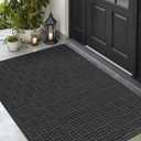 DEXI Front Door Mat Outside Entrance, 4x6 ft Large Rubber Entry Doormat Heavy Duty, Welcome Mats Non Slip for Inside House Floor Entryway Double Doors Exterior Patio, Maze Black