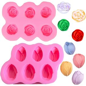 2 PCS Rose Silicone Fondant Molds Flower Cake Resin Mold Soap Silicone Molds Chocolate Ice Cube Fondant Mold Kitchen Baking Tools for Cakes Soaps Chocolates DIY Projects