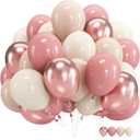 Blush Pink Balloons, 60 Packs 12 Inch Retro Pink Double Stuffed Nude Beige Balloon, Dusty Pink and Rose Gold Boho Balloons Set for Birthday Bridal Baby Shower Weddings Mothers Day Party Decoration