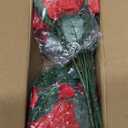 6 Pcs Poinsettia Artificial Christmas Flowers Red 5 Heads Faux Poinsettia Silk Artificial Poinsettias Bush for Xmas Tree Ornament Home Garden Porch Decoration