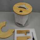 HBlife 8 lbs Glass Rice Dispenser with Wooden Stand Flour and Cereal Container with Glass Measuring Cup Pantry Food Organization Storage Bin with Airtight Bamboo Lid, 5L (5L)