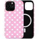 Case Compatible with iPhone 16 Pro Max,[Compatible with MagSafe] Polka Dot Pattern Aesthetic Design Phone Case for Girl Women Boy Men,Dual-Layer Fashion Design Pink