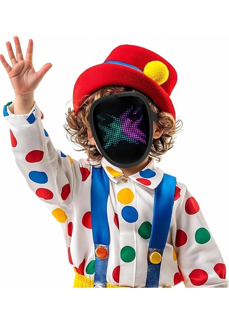 LED Mask with Gesture Sensing, Cool Light Up Transforming Face Mask for Halloween Xmas Cosplay