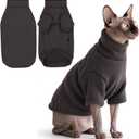 Idepet Sphynx Cat Warm Turtleneck Sweater Hairless Cats Shirt Pullover Kitten T-Shirts Thick Soft Fleece Clothes Cute Outfit Coat Pajamas for Cats and Puppy (Dark Brown, Large)