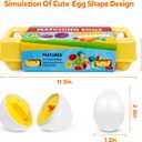 Montessori Geometric Eggs,12 pcs Set Color & Shape Egg Puzzle Toys Matching Eggs for Toddlers 1-3,Preschool Educational Sorting Game Fine Motor Toy Easter Gifts for Kids Boys Girls
