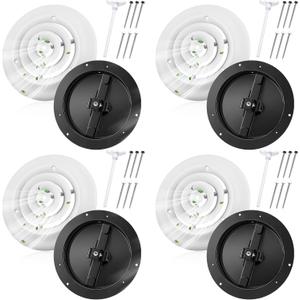 Therwen 4 Pack 8 Inch Round Vent Cover Ceiling Diffuser HVAC Vent Duct Cover Replacement with Steel Butterfly Damper Fitting in 8 Inch Duct, Outer Dimensions: 12"