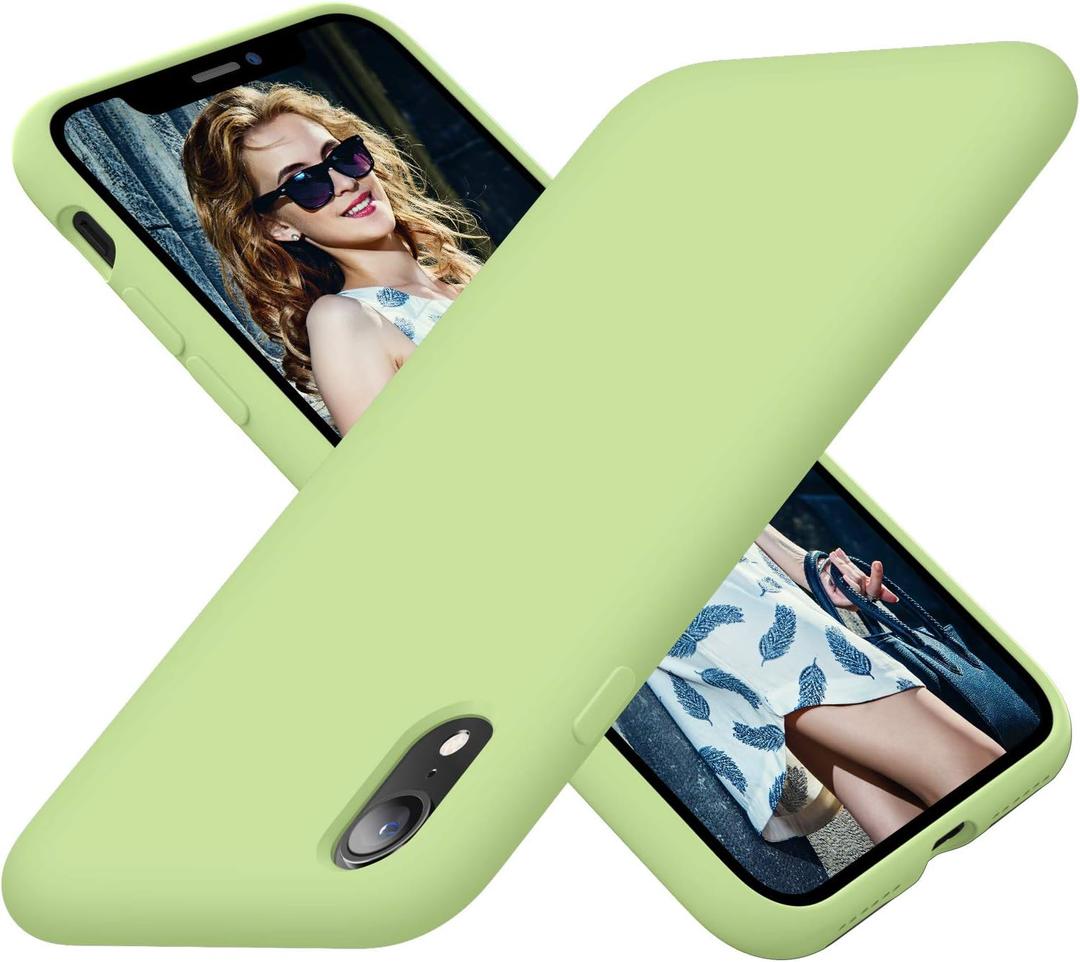 Cordking Designed for iPhone XR Case, Silicone Ultra Slim Shockproof Phone Case with [Soft Anti-Scratch Microfiber Lining], 6.1 inch, Tea Green