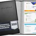 Professional Business Card Holder/Book with Black Cover, Holds 300 Business Cards