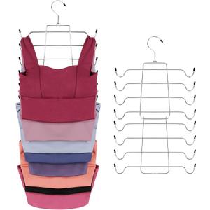 ZEDODIER 2 Pack Tank Top Hanger Space Saving, Bra Hangers for Closet Organizer, Hanging Bra Organizer Tank Tops Holder with 16 Hooks, Metal Closet Organizers and Storage Small Space Solutions, Silver