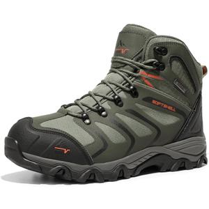 NORTIV 8 Men's Ankle High Waterproof Hiking Boots Outdoor Lightweight Shoes Trekking Trails Armadillo (12 Wide, Army/Green/Black/Orange)