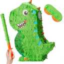 Dinosaur Pinata with Plastic Bat and Paper Blindfold（15.5H X 10.5W X 3D), Cinco De Mayo Party, Dinosaur Animal Theme Parties Decorations, Indoor or Outdoor fiesta