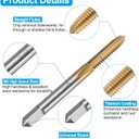 uxcell Tap and Drill Bit Set, 2pcs 3/16-24 UNC Straight Flute Thread Screw Taps & 2pcs 4mm Twist Drill Bits, Titanium Coated HSS-6542 Tapping Threading Tool Kit
