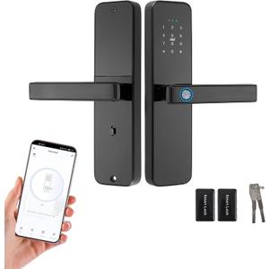 EIYSIE WiFi Smart Door Lock with Handle, Fingerprint Lock Keyless Entry Door Lock with Keypad, Electronic Door Lock for Front Door and Bedroom, Digital Lock Built-in WiFi and App Control