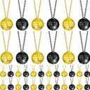 Junkin 48 Pieces Silver Disco Necklaces Bulk Disco Mirror Ball Decoration New Year 70s Party Favors Mini Balls Decoration, 1.57 Inch Stage Props Accessories