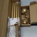 Curtain Rods 32 to 58 Inches (2.6-4.8ft), USFOOK 7/8 Inch Telescoping Splicing Drapery Rods for Windows 20 to 54 Inch, Decorative Curtain Rod for Home Decor with Luxury Gold Translucent Finials