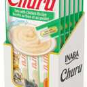 INABA Churu Cat Treats, Grain-Free, Lickable, Squeezable Creamy Pure Cat Treat/Topper with Vitamin E & Taurine, 0.5 Ounces Each Tube, 24 Tubes (4 per Pack), Tuna with Chicken Recipe (EXP 01/25/26)