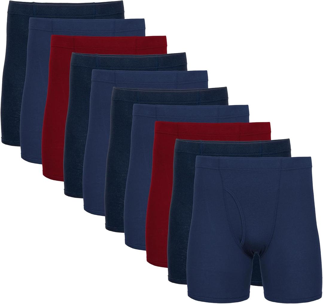 Gildan Men's Underwear Covered Waistband Boxer Briefs, Multipack (Large, Navy/Metro Blue/Cardinal Red)