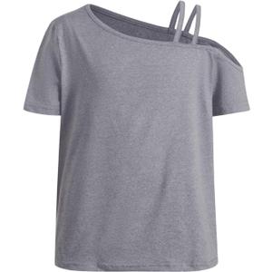 RoseSeek Girl's Off The Shoulder Tops Short Sleeve Loose Summer T Shirt Tops Trendy Cold Shoulder Tops