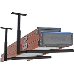 Adjustable Ladder Ceiling Rack, Kayak Overhead Garage Storage Rack, Garage Ceiling Storage for Kayak, Ladder, Surfboard, Snowboar Overhead Hanger, Holds 150 lbs, Black