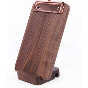 Mini Clipboard Set with Base - Hardwood Walnut Material, Portable and Compact Memo Board for Note Taking and Memo Pad On-The-Go