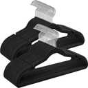 SONGMICS Velvet Hangers 50 Pack, Non-Slip Clothes Hangers, Suit Hangers with Shoulder Notches, Pants Bar, 360 Swivel Hook, Space-Saving, for Closet, Ink Black UCRF029B05