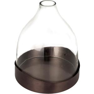 Creative Co-Op Sophisticated Glass Cloche with Metal Tray, Clear and Black Nickel