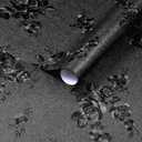 Dimoon 17.7''x79'' Peel and Stick Wallpaper Black Contact Paper Gothic Floral Modern Wall Paper Renter Friendly Self Adhesive Damask Cabinet Vinyl Roll(79''x17.7'', Black Floral Textured), Pack 3