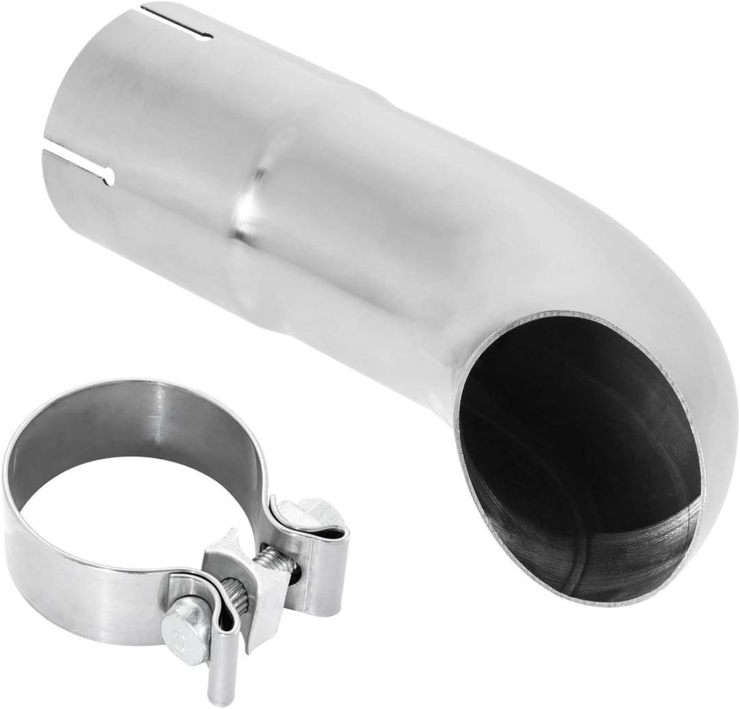 2.75 Inch Inlet Turn-Down Exhaust Tip, 2.75" Inlet and Outlet 304 Stainless Steel, Universal Diesel Exhaust Tailpipe Tips with Seal Clamp, 9.95" (252mm) Overall Length, Polished