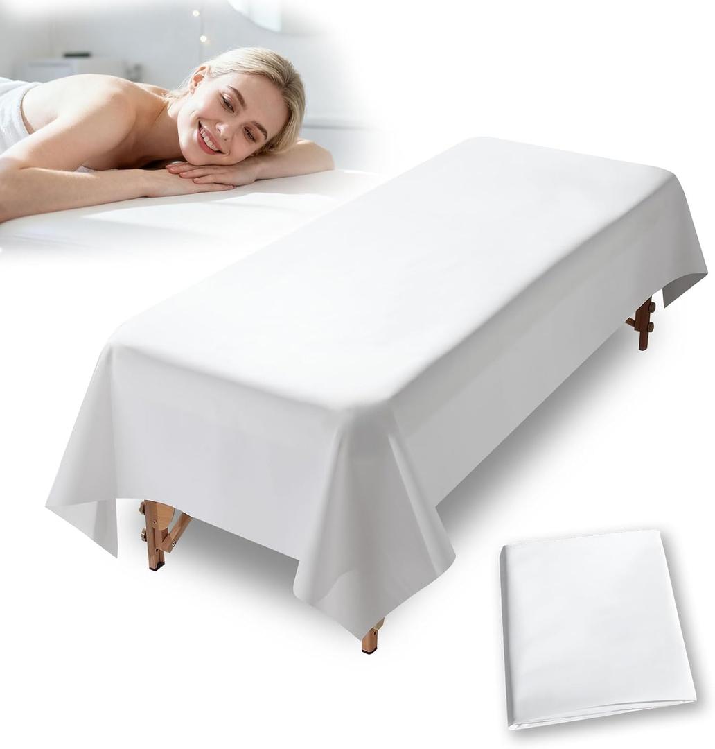 87"x51" Massage Table Cover, Waterproof PVC Massage Table Sheets, Reusable Wax Mat Pad Oilproof Lash Bed Cover, Massage Bed Cover Waxing Mat for Beauty Salon, SPA, Lash Extension, Tattoo (White 1 Pcs)