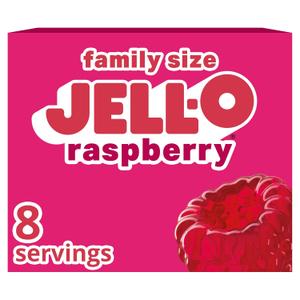 Jell-O Gelatin Dessert Mix, Family Size, Raspberry, 6 oz Box