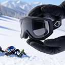 Skiing Motocross Goggles,Racing Riding Goggles ATV Dirt Bike,Ventilation Anti-Fog UV Impact Resistant for Adult (330 Series, Black Frame and Grey Lens)