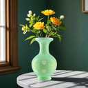 3D Puzzles Vase for Adults, 200 Pieces Plastic DIY Unique Flower Vase with LED Light House Warming Gift Birthday Gifts for Flower Arrangements and Home Decor (C- Mint Jade)