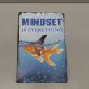 Goldfish Shark Tin Sign 8x12 Inch Mindset is Everything Poster Ocean Theme Vintage Metal Tin Sign Wall Art for for Home Bars Restaurant Kitchen Cafe Club Decoration