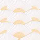 FEPITO 50 Pieces White Handheld Paper Fan Paper Folding Fans with Bamboos for Wedding Gift, Party, Home