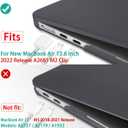 Tuiklol for M4 MacBook Air 13.6 inch Case 2025-2022 Release Model A3240 A3113 A2681 with M3 M2 Chip,Laptop Hard Shell Cases with Keyboard Cover & Screen Protector & Camera Cover, Matte Black