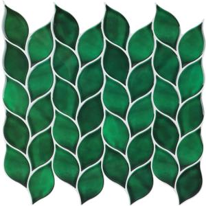 HOMEART Green Peel and Stick Backsplash Leaf Tile, Self-Adhesive Faux Handmade Wall Tiles Stick on Backsplash for Kitchen Bathroom (10 Sheets)