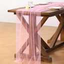 Socomi Pearl Table Runner Tulle Pink Summer Cheesecloth 10FT Gauze Cheese Cloth Sheer Chiffon Dining Wedding Birthday Party Baby Shower Bridal Anniversary Holiday Centerpiece Table Decor