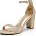 DREAM PAIRS Women's Chunk Low Heel Pump Sandals, Size 7