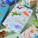 2 x Titiweet Dinosaur Birthday Wrapping Paper, 6 Large Sheets, 39.4 x 27.6 Inches Each, Dinosaur Birthday Gift Wrap