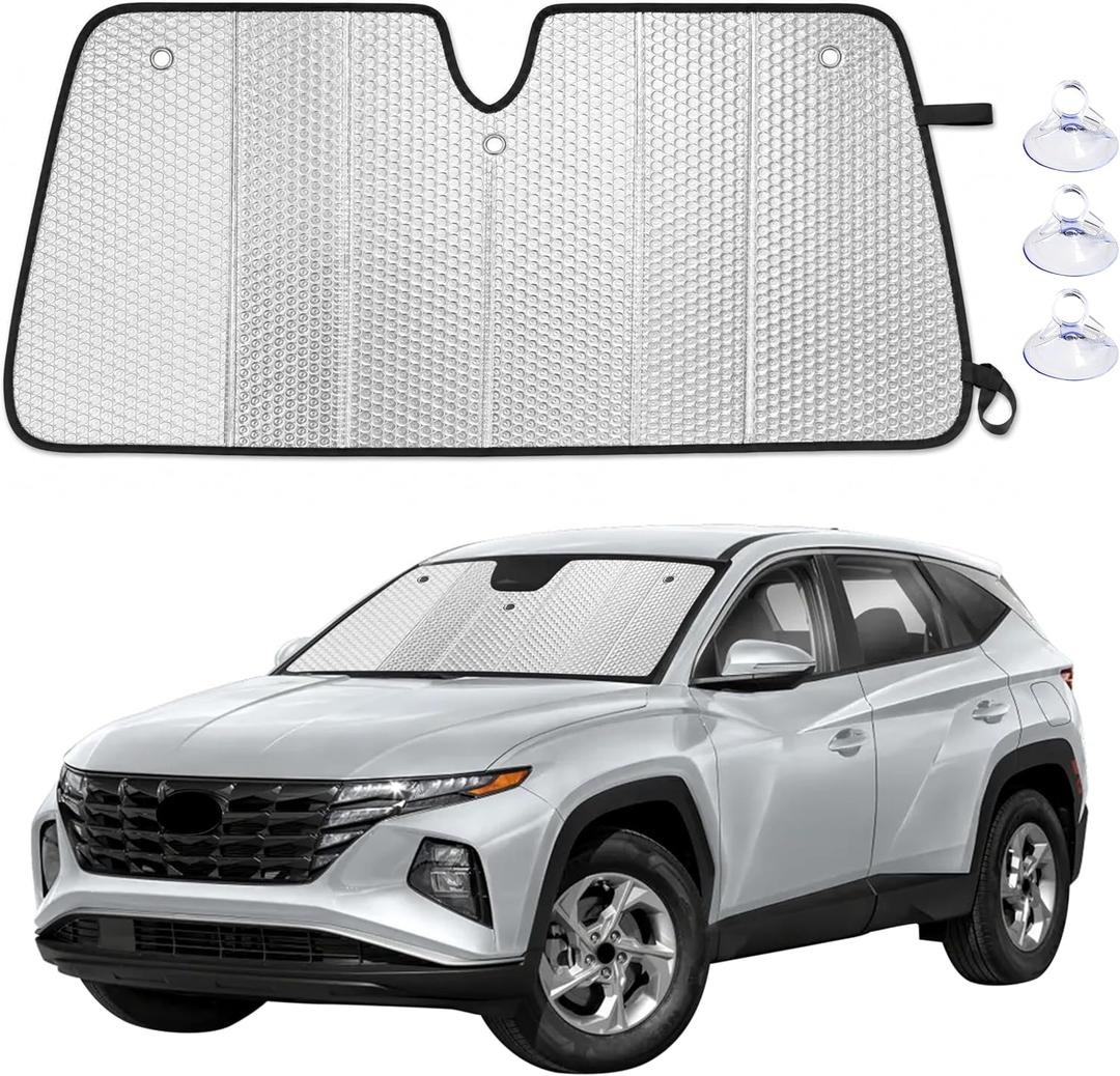 EcoNour Foldable Sun Shade Fit for Hyundai Tucson 2022-2024 2025 2026 | Accordion Windshield Sun Shade, Front Car Window Shades Sun Visor, Blocks UV Rays & Heat, Car Accessories