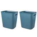 UUJOLY Plastic Small Trash Can Wastebasket, Garbage Container Basket for Bathrooms, Laundry Room, Kitchens, Offices, Kids Rooms, Dorms, 3.5 Gallon, Bluish Green, 2 Pack