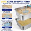 Stainless Steel Sifting Litter Box with Sifter,23.6'' Metal Cat Sifting Litter Box for Pine Pellets,High Side to Prevent Litter Tracking for Big Cat Multi Cats,Anti-Urine Leakage,Easy Cleaning(Large)