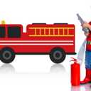 3ft Firetruck Birthday Party Decoration Fire Truck Themed Cardboard Cutout Standup Photo Props Party Back Drops for Birthday Baby Shower Anniversary Supplies (Fire Truck)
