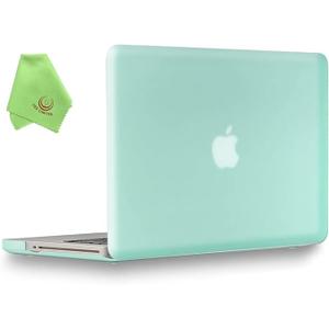 Smooth Soft-Touch Matte Hard Shell Case Cover Compatible with MacBook Pro 15 inch with CD-ROM (Non-Retina) (Model A1286) + Microfibre Cleaning Cloth, Green