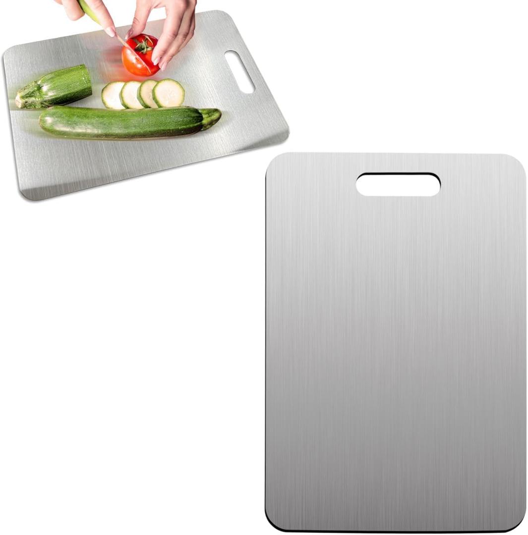 Stainless Steel Food-Grade Cutting Boards Cutting Board Double Sided for Kitchen Easy to Clean Non Stick Chopping Board Perfect for Various Cooking Tasks(15.3 x 11 in)