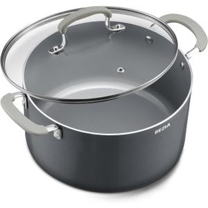 8 Quart Nonstick Stock Pot with Lid - BEZIA Ceramic Large Soup Pot for Family Cooking, Induction Ready, Stay-Cool Silicone Handles, Easy Cleanup, Perfect for Stews, Pasta & Batch Cooking