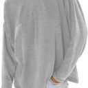 Yousify Womens Long Sleeve Oversized Tshirts Cotton Crewneck Casual Tunic Tops Trendy Loose Fit Basic Tees (Small, Light Grey)