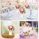 Domensi 6 Sets Wedding Floral Centerpiece for Table Decor, Artificial Peonies Silk Flowers Bouquet with Flower Foam and Metal Vase Faux Floral Arrangement for Bridal Shower Tea Party (Rose and Pink)